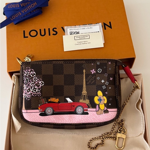 NWT Louis Vuitton Mini Pochette Accessory Damier Ebene Christmas Edition N60259 - Picture 1 of 16
